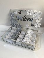 Boîte à bijoux en verre carrée de luxe avec finition dorée, design personnalisable écologique pour le rangement et l'exposition de bijoux haut de gamme