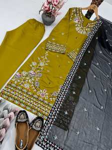 Ensemble haut, pantalon et dupatta de luxe pour femme, avec broderies riches, pour mariage, fêtes et occasions spéciales, provenant d'un fournisseur indien. - Product Image 4