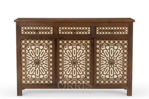 ตู้ข้างเตียงไม้เนื้อแข็งทำมือ พร้อมลิ้นชักเก็บของ สามบาน ดีไซน์โบราณ สำหรับห้องนอน ห้องนั่งเล่น และโรงแรม - Product Image 5