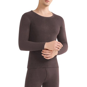 Sous-vêtements thermiques pour hommes en polaire ultra doux pour l'hiver, couleur marron - Product Image 4