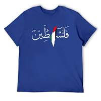 T-shirt à col rond coupe classique avec drapeau de la Palestine, manches courtes, en coton, décontracté, imprimé, motif lettres sur le devant, jersey pour homme
