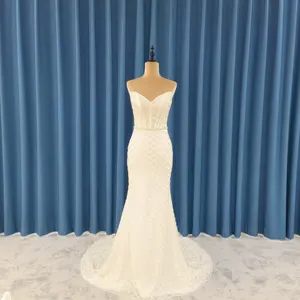 2023 lüks Mermaid düğün elbisesi alevlendi düğün elbisesi V boyun ayrılabilir firar dantel spagetti sapanlar kadın gelin kıyafeti
