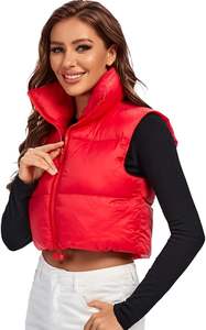 Women's Padded Vest, High Stand Collar <b>Lightweight</b> Zip Crop Puffer 2025 <b>Gilet</b> - Product Image 4