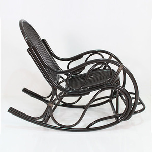 Moriah <b>Black</b> Polished Rattan Rocking <b>Chair</b> with Minimalist Design Knock Assembly for Outdoor Use Living Room Balcony Resorts - Product Image 5