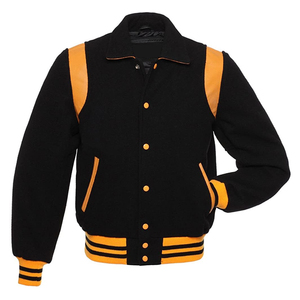 Veste de sport SENSEL SPORTS pour homme, noire et orange, style universitaire, col rabattu, polaire respirante, coupe-vent, style preppy, automne-hiver, décontractée - Product Image 1