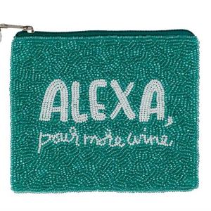 Green white Colour High Quality Cowboy Beaded <b>Pouch</b> Handcrafted Western <b>Mini</b> Coin Purse Zipper Closure Canvas Material - Product Image 1