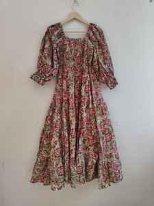 Robe longue décontractée pour femme, à manches longues, col en V, imprimé floral, en coton, coupe ample, avec doublure complète, pour les fêtes d'été - Product Image 5