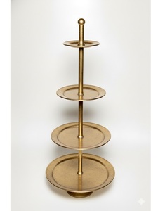 Support à gâteau en métal doré à 4 niveaux, présentoir à cupcakes pour mariage, plateau de service de luxe pour le thé de l'après-midi, tour à desserts électro-plaqué - Product Image 6