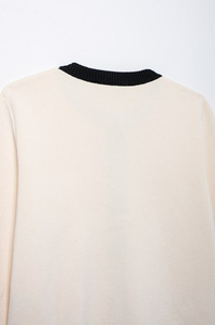 สเวตเตอร์คาร์ดิแกนสำหรับผู้หญิงเสื้อสเวตเตอร์ลำลองแขนยาวสีเบจกระดุมแถวเดียว - Product Image 5