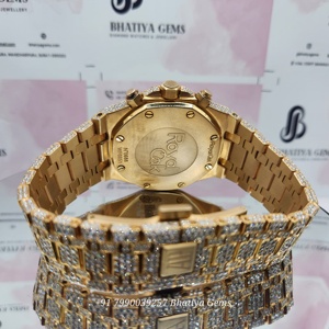 Moissanite diamant entièrement glacé mouvement automatique Hip Hop deux tons de luxe fait à la main montre pour hommes - Product Image 4