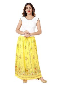 กระโปรงเรยอนสีแดงเข้มปักเลื่อมงานทำมืออินเดียขนาดใหญ่พิเศษห่อชนเผ่าฮิปปี้โบฮีเมียนลำลองชุดยิปซีชาวนาใส่จีบ - Product Image 5