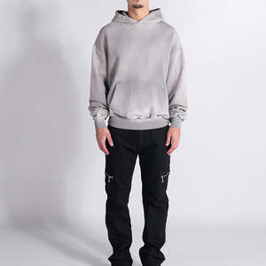 Sudaderas con capucha de felpa francesa en blanco personalizadas de alta calidad para hombres, ropa de calle, sudaderas con capucha de hombro caído de gran tamaño para fábrica - Product Image 3