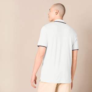 Chemise décontractée sportive pour homme, tricotée unie, écologique, avec logo imprimé par transfert thermique, boutonnée, manches courtes - Product Image 2