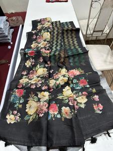 Bollywood Designer Heavy Soft Tussar SareeTraditional Ethnic Black Blouse Bridal Party Wedding Festival Ethnic Wear Most Selling - Product Image 4