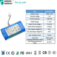 Paquete de Baterías Recargables 18650 7.4V 1500mAh para Mini Impresora Fotográfica Portátil, Iones de Litio, Suministro Directo de Fábrica OEM al por Mayor