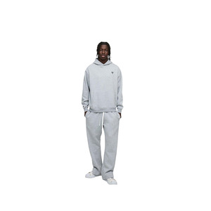 <b>Oversized</b> Fleece Tracksuit Set Unisex tracksuit and Drawstring <b>Sweatpants</b> in Solid Light Color for Casual Streetwear - Product Image 1