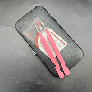 Pinzas de extensión de pestañas de acero inoxidable sostenibles japonesas de etiqueta privada punta puntiaguda de volumen mate Rosa profesional - Product Image 6