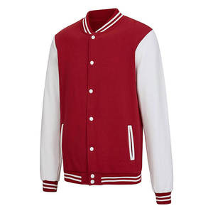 Vestes universitaires de baseball en laine unies de qualité personnalisée avec manches en cuir Vestes universitaires avec logo brodé en chenille - Product Image 1