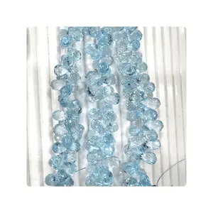 Venta al por mayor Cuentas sueltas de alta calidad Topacio azul facetado Briolette Lágrimas 8 pulgadas Tamaño 10-12mm Aprox. - Product Image 1