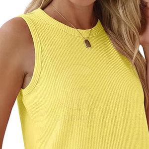 Cómoda ropa de fitness para gimnasio, chaleco acanalado para mujer, ropa activa, precio bajo, en stock, chaleco acanalado para mujer - Product Image 6