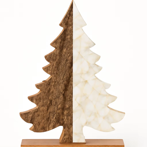 ประติมากรรมไม้และต้นไม้หินอ่อนสีขาวศิลปะที่เป็นเอกลักษณ์ของตกแต่งบ้านหรือสำนักงานพร้อมฐานไม้ - Product Image 1