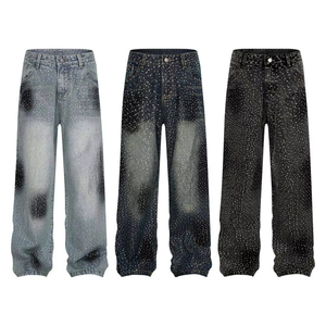 Jeans en denim 100% coton tissé lavable personnalisé pour hommes, style streetwear, jambe droite, vente en gros - Product Image 1