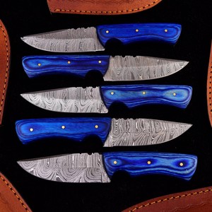 Cuchillo Skinner Nordic Forge, Acero de Damasco, EDC, Hoja Fija, Mango de Madera, Full Tang, para Camping y Caza, Funda de Cuero OEM - Product Image 4