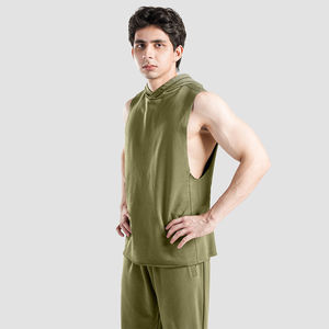 Gran oferta de camisetas sin mangas deportivas de algodón 100% para hombre, camiseta sin mangas transpirable de alta calidad para gimnasio, camiseta sin mangas para correr, opciones de talla grande personalizada - Product Image 2