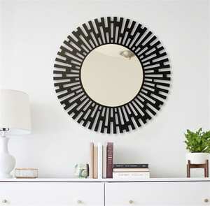 Miroir décoratif de style loft: Art mural en métal noir mat (60x60 cm) - Product Image 1