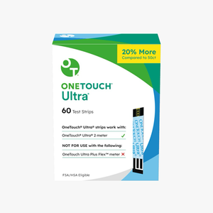 Tiras Reactivas de Glucosa en Sangre OneTouch Ultra, Nuevas, Selladas de Fábrica, 60 Unidades - Product Image 1