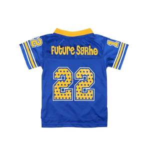 Sigma Gamma Rho SGRho Greek Sorority Kids Fútbol Jersey Azul Oro 100% Poliéster con logotipo del equipo Frente Atrás Hombro Bordado - Product Image 2
