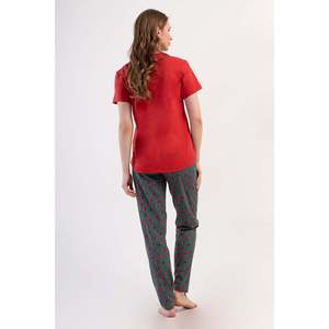 Completo Pigiama Donna P.SUPREM BATTAL XXL con Collo a O e Maniche Corte - Nuovo Rosso - Nuovo Rosso - Product Image 4