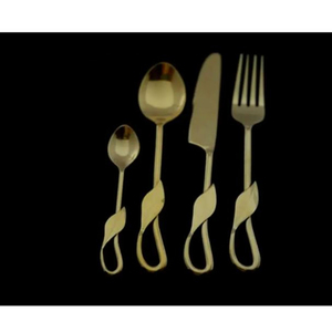 Juego de cubiertos de 5 piezas de calidad superior con asas de latón, cubiertos elegantes de cocina para el hogar para bodas, eventos, vajilla de comedor - Product Image 5