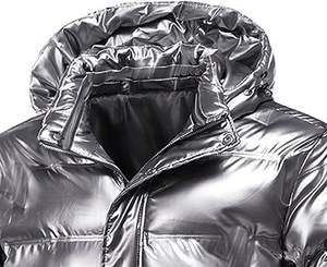 Personnalisable Hommes Brillant Thermique Varsity Veste Col Montant Respirant Isolé Manteau D'hiver Résistant À L'eau Capuche Lettre OEM - Product Image 6