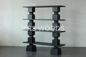 MRS WOODS legno riciclato libreria nera di alta qualità Design moderno vetrina per soggiorno - Product Image 3