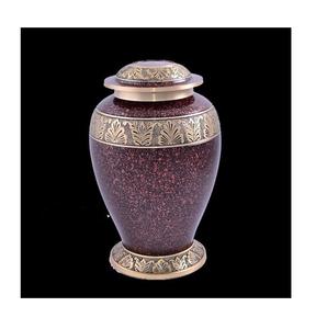 โกศเผาศพโลหะสีแดงเข้มทำมือสำหรับผู้ใหญ่ ลายใบไม้สลัก สำหรับงานศพ งานฌาปนกิจ ผู้ผลิตขายส่งแบบ OEM - Product Image 1