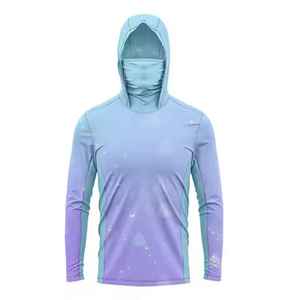 Compre Sudadera con capucha de pesca al aire libre sublimada de alta calidad con máscara de cara completa resistente a los rayos UV transpirable sudaderas con capucha de manga larga - Product Image 5