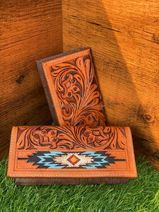 2024ผู้ขายที่ดีที่สุดHandmade Cowboyของแท้หนังดอกไม้Hand Tooledกระเป๋าสตางค์ผู้ชายตะวันตกHandแกะสลักล่าสุดกระเป๋าสตางค์ผู้ชายหรูหรา - Product Image 2