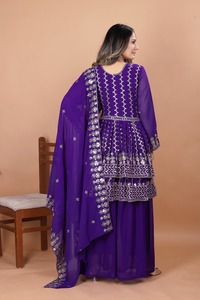 Designer pakistanais indien Georgette Sharara costume dernière Collection prête à l'emploi pour les femmes Heavy Duptta fête ethnique vêtements de mariage - Product Image 4