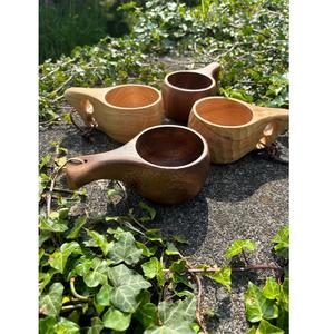 Tasse traditionnelle en bois sculpté pour boire du café chaud jus de bière vin et boissons quotidiennes - Product Image 1