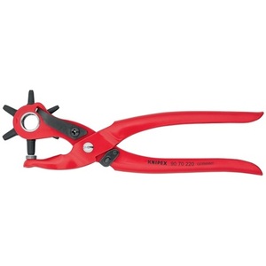 Alicates Perforadores Giratorios KNIPEX de 220 mm con Recubrimiento en Polvo Rojo, 5 Tamaños de Perforación de 2-4.5 mm, Herramienta para Perforar Cuero - Product Image 4