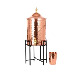 Dispensador de bebidas de cobre martillado ecológico con soporte de metal Servidor de bebidas elegante para fiestas Bodas y uso doméstico - Product Image 1