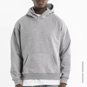 Sweat à capuche surdimensionné 100% coton de haute qualité en polaire épaisse à épaules tombantes plaine sweats à capuche personnalisés vierges pour hommes - Product Image 4