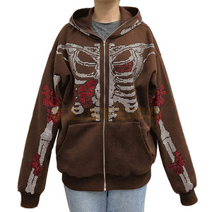 Sweats à capuche en coton mélangé de couleur unie avec strass pour hommes, style décontracté, saison hivernale, col à capuche, nouveau design - Product Image 4