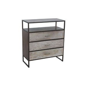 Commode 6 tiroirs Base en bois massif et acier inoxydable Meubles de chambre à coucher modernes et élégants - Product Image 1