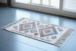 Handwoven Eco-Friendly Boho Jute Chenille Rug <b>Printed</b> Flat Pile with High Pile for Stylish Home Decor - Product Image 3