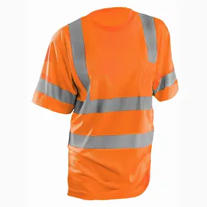 OEM Short Sleeve Hi Vis Reflective Road Safety T Shirt Men Cheap Price Strap Logo Glory Color Tape Feature Custom Material