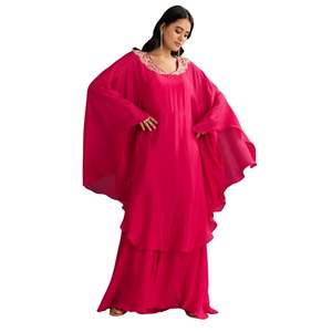 Cappa di Chinon stile Kurta Palazzo con scollatura Zardosi all'ingrosso donna abbigliamento etnico OEM fornitore di fabbrica Set completo - Product Image 3