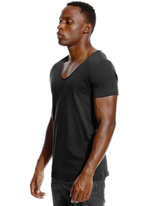 Camiseta cuadrada de lavado desteñido al sol de 100% algodón de alta calidad, camisetas rojas con corte de rizo francés en el cuello, camisas personalizadas con dobladillo crudo para hombre - Product Image 2