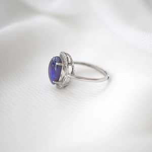 Stunning Black Opal Purple Australian Opal <b>Ring</b> S925 Sterling Silver October Birthstone Gift For Her Elegant Gemstone Jewelry - Product Image 2